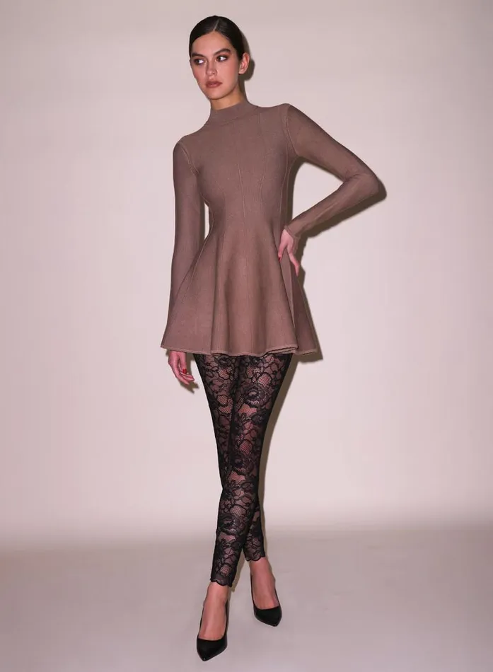 Fleur Du Mal Dresses Long Sleeve Flared Corset Dress Latte 8211 Women Fleur Du Mal Dresses Long Sleeve Flared Corset Dress Latte 8211 Women