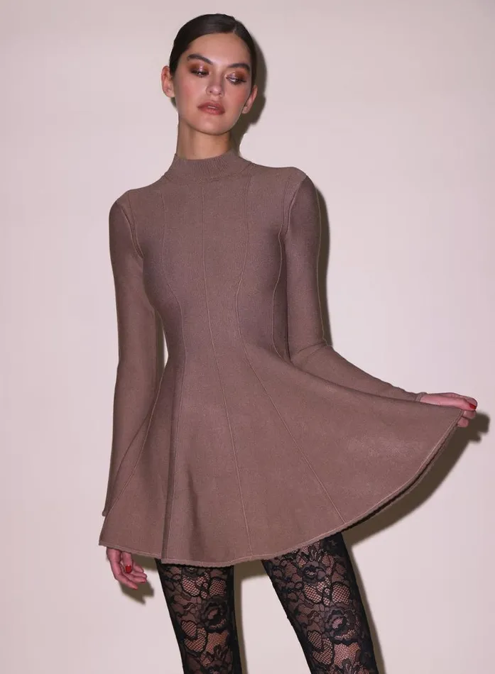Fleur Du Mal Dresses Long Sleeve Flared Corset Dress Latte 8211 Women Fleur Du Mal Dresses Long Sleeve Flared Corset Dress Latte 8211 Women