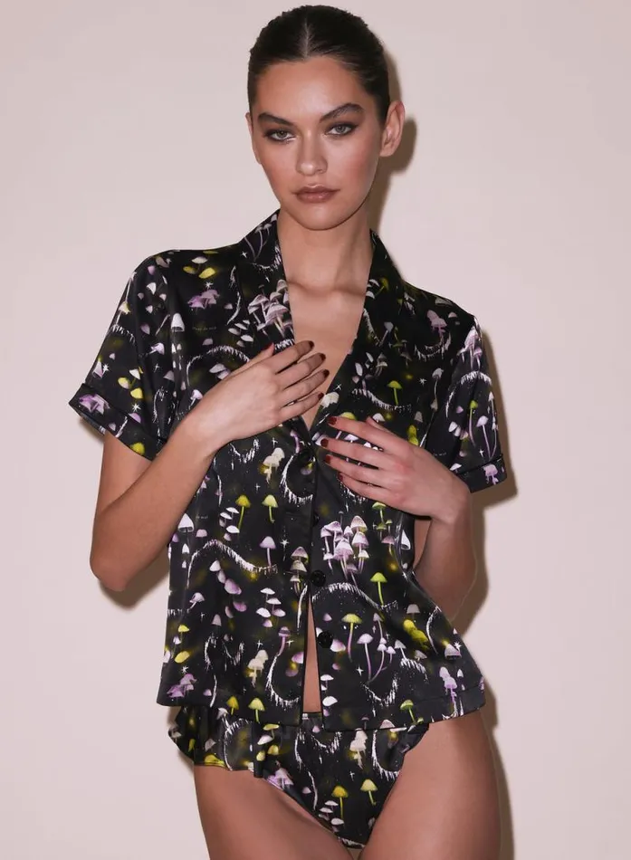 Fleur Du Mal Loungewear Ethereal Mushroom Short Sleeve PJ Top Ethereal Mushroom Print 8211 Women Fleur Du Mal Loungewear Ethereal Mushroom Short Sleeve PJ Top Ethereal Mushroom Print 8211 Women