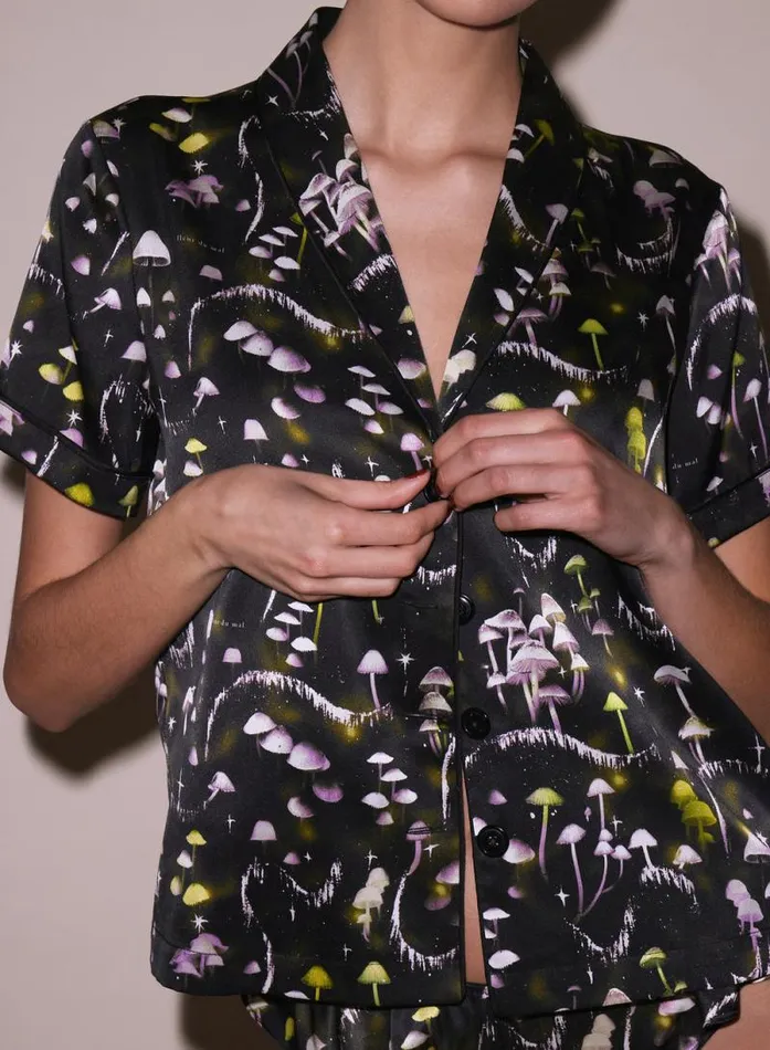 Fleur Du Mal Loungewear Ethereal Mushroom Short Sleeve PJ Top Ethereal Mushroom Print 8211 Women Fleur Du Mal Loungewear Ethereal Mushroom Short Sleeve PJ Top Ethereal Mushroom Print 8211 Women