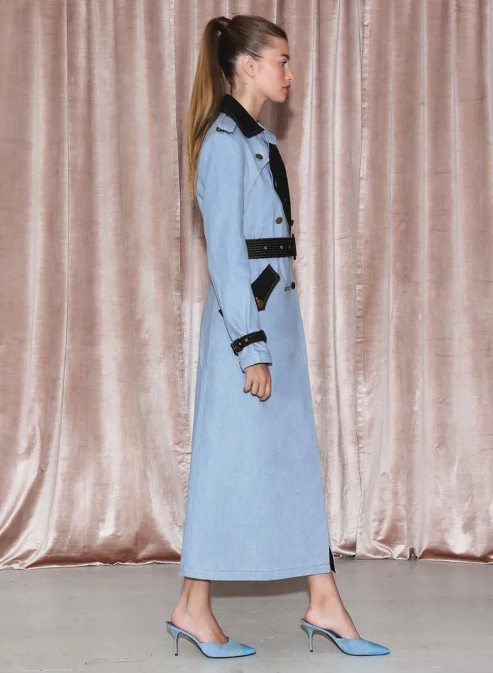Fleur Du Mal Outerwear Denim Trench Coat Black Lightwash Denim 8211 Women Fleur Du Mal Outerwear Denim Trench Coat Black Lightwash Denim 8211 Women