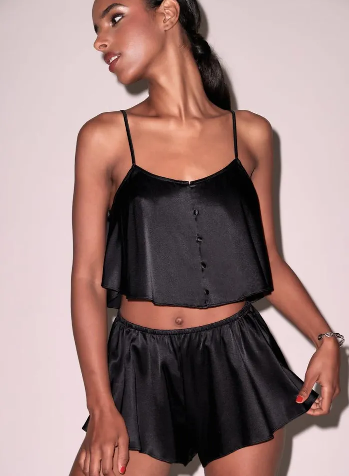 Fleur Du Mal Sleepwear Luxe Flutter Short Black 8211 Women Fleur Du Mal Sleepwear Luxe Flutter Short Black 8211 Women