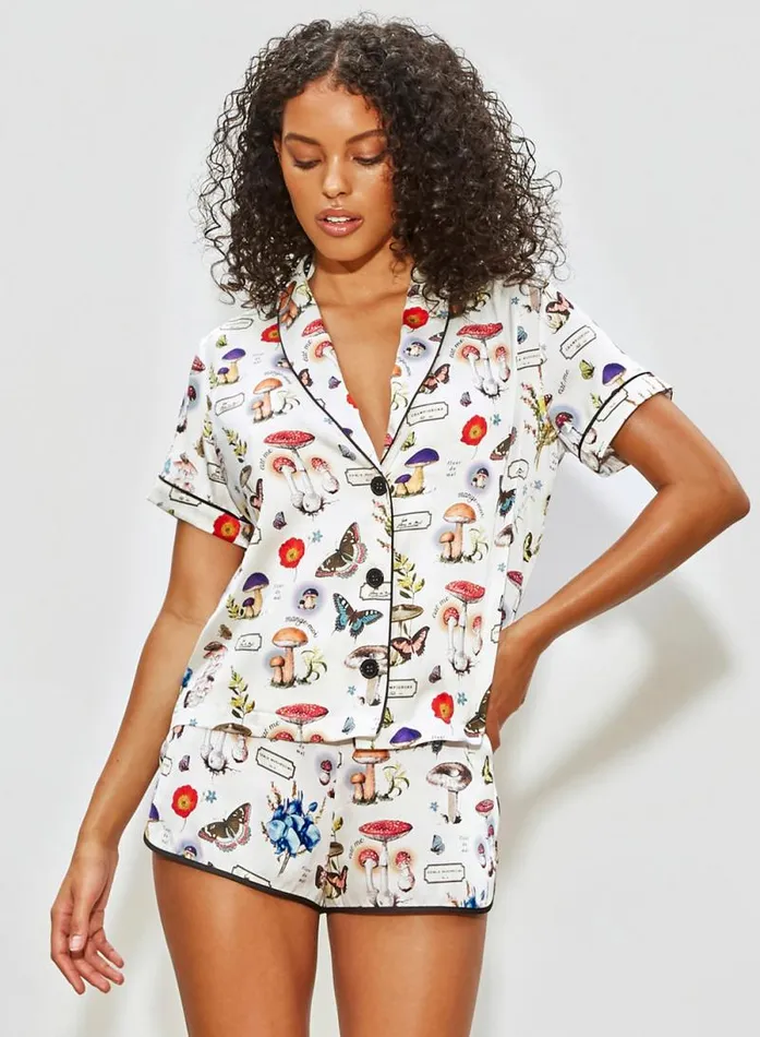 Fleur Du Mal Sleepwear Magical Mushroom PJ Short Ivory Mushroom Print 8211 Women Fleur Du Mal Sleepwear Magical Mushroom PJ Short Ivory Mushroom Print 8211 Women