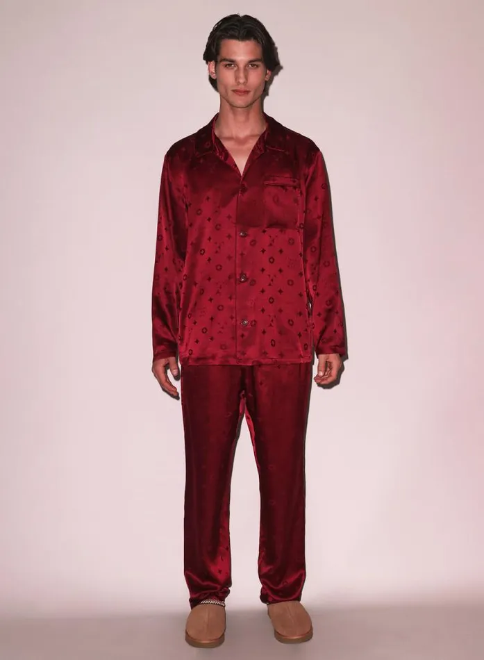 Fleur Du Mal Sleepwear Silk Jacquard PJ Top Barolo 8211 Women