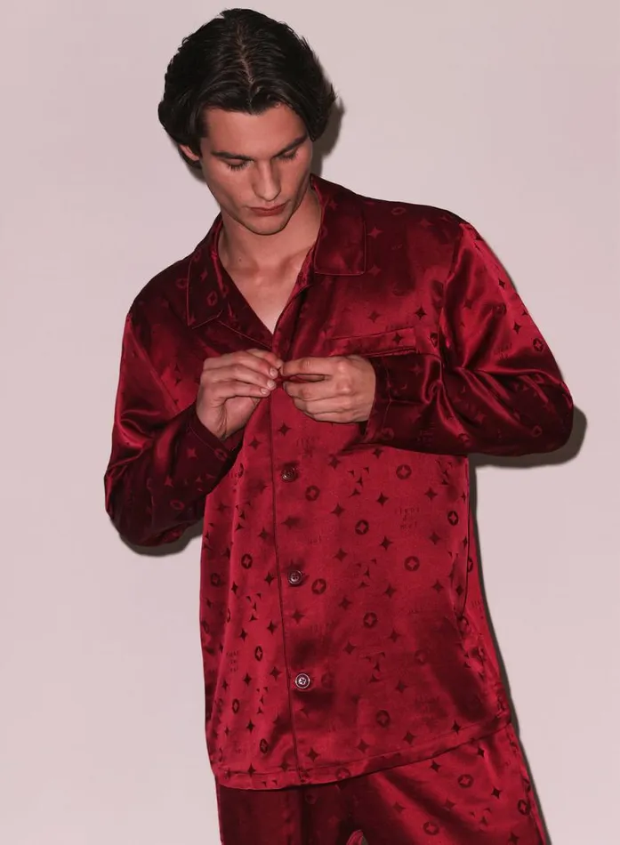 Fleur Du Mal Sleepwear Silk Jacquard PJ Top Barolo 8211 Women Fleur Du Mal Sleepwear Silk Jacquard PJ Top Barolo 8211 Women
