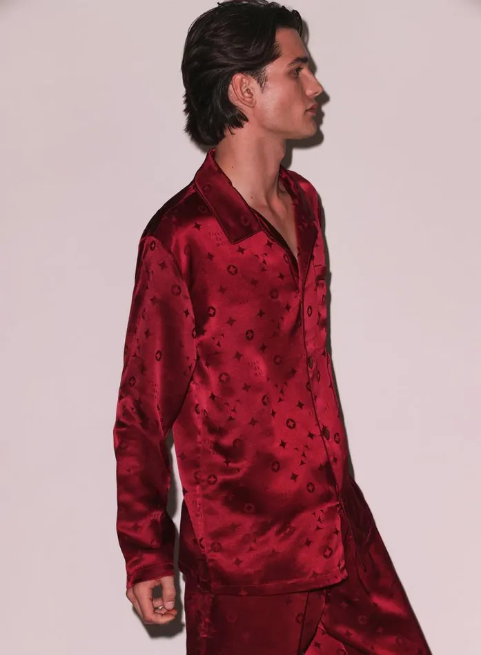 Fleur Du Mal Sleepwear Silk Jacquard PJ Top Barolo 8211 Women Fleur Du Mal Sleepwear Silk Jacquard PJ Top Barolo 8211 Women