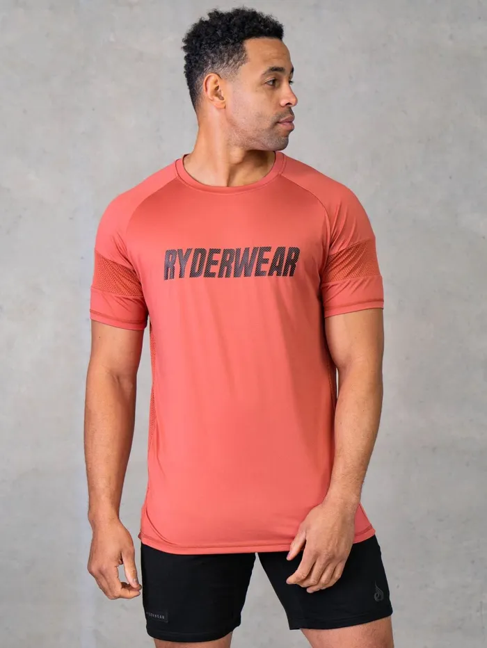 Flex Mesh TShirt 8211 Dusty Red Men Ryderwear Tops