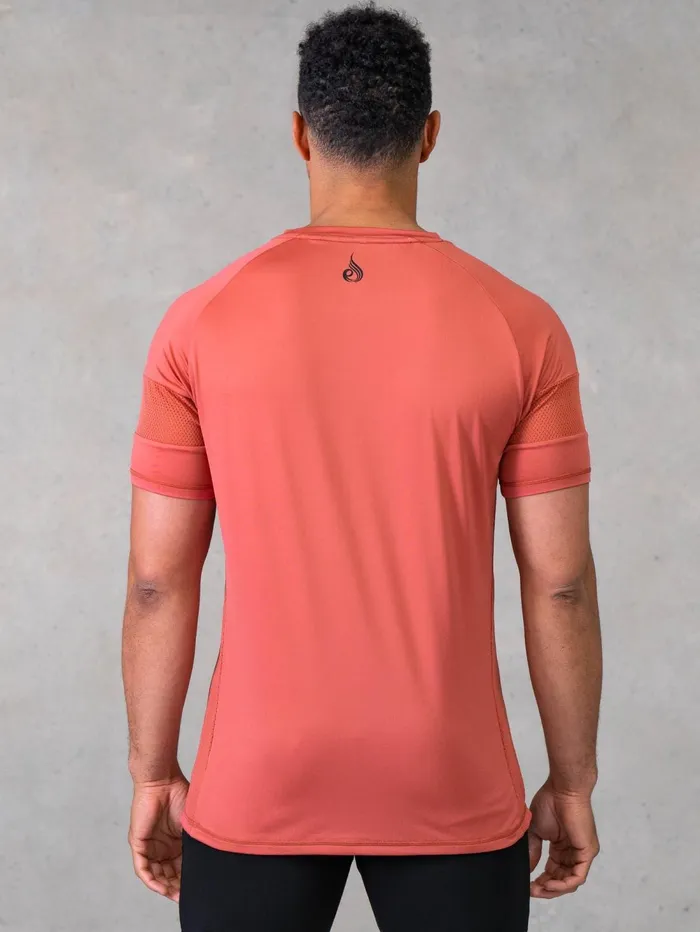 Flex Mesh TShirt 8211 Dusty Red Men Ryderwear Tops