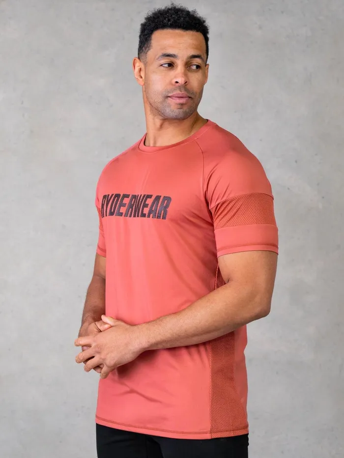 Flex Mesh TShirt 8211 Dusty Red Men Ryderwear Tops