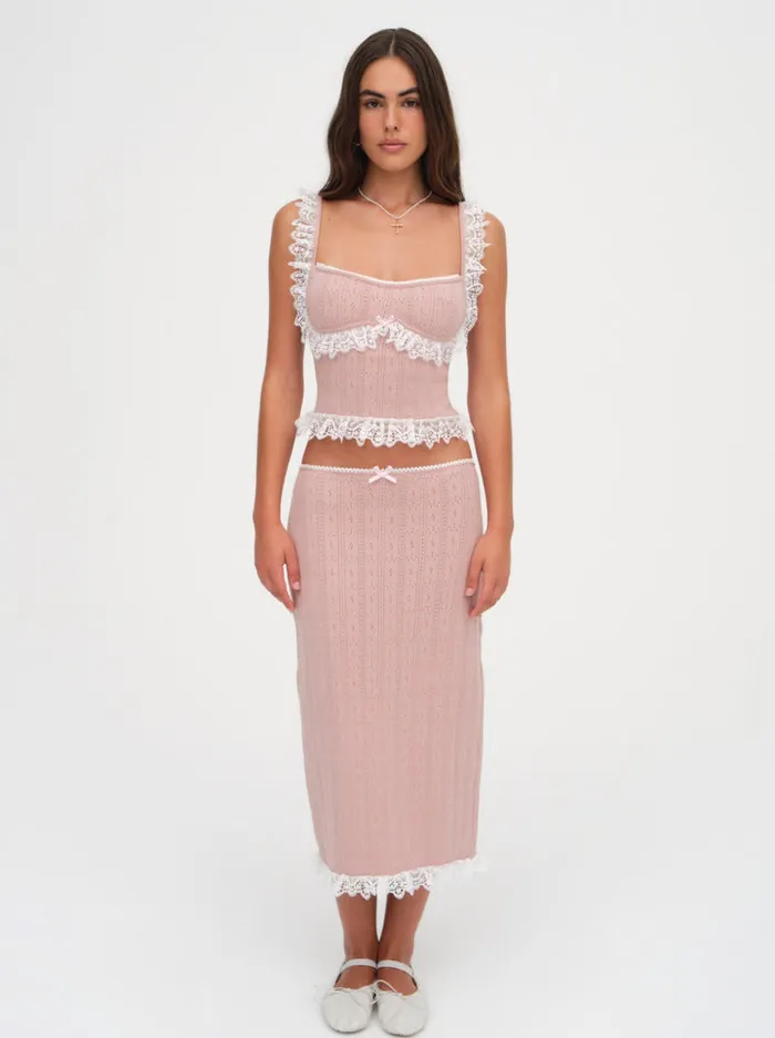 For Love and Lemons Andy Knit Midi Skirt Women Knitwear
