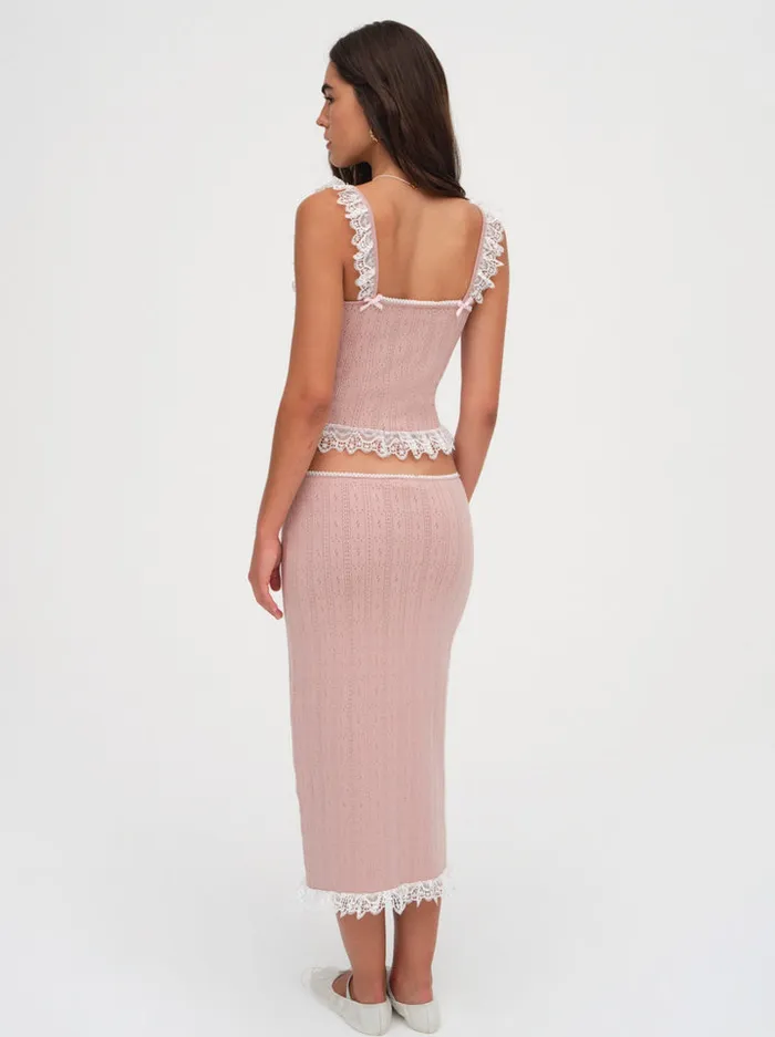 For Love and Lemons Andy Knit Midi Skirt Women Knitwear