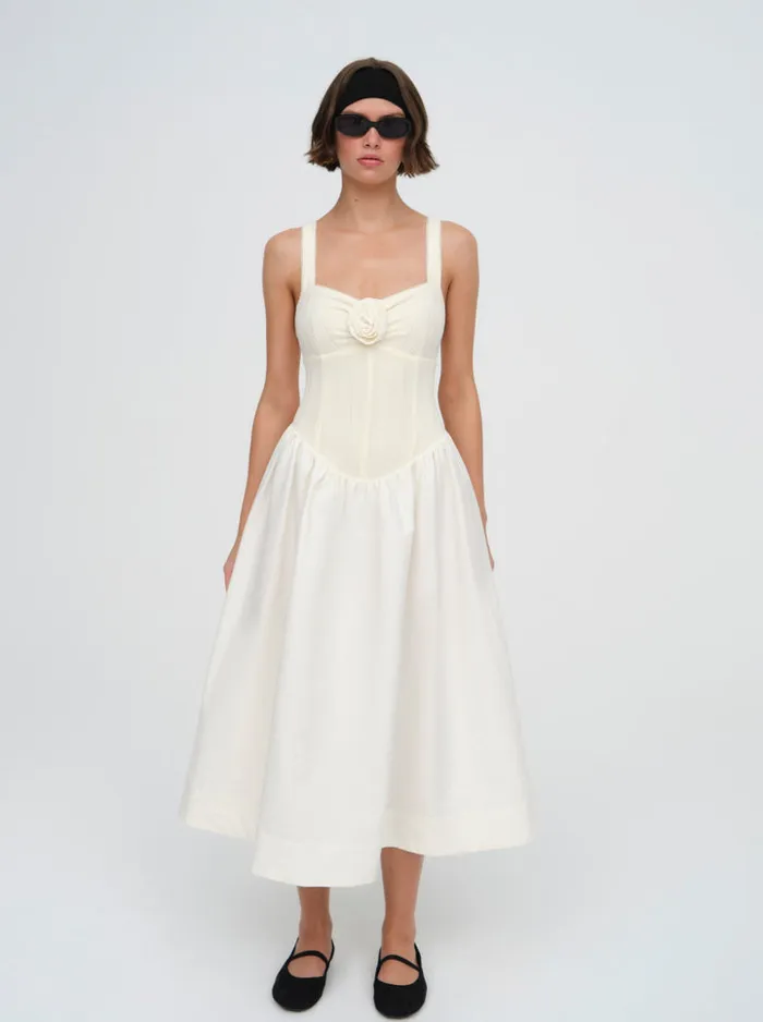 For Love and Lemons Billie Pointelle Midi Dress Women Dresses