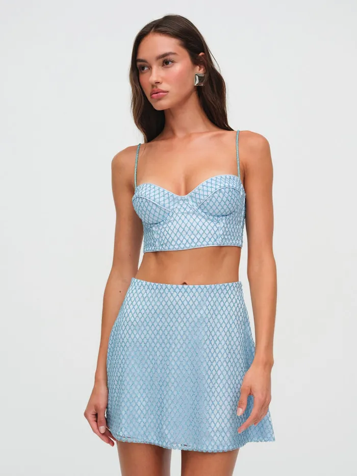 For Love and Lemons Glitter Grid Mini Skirt Women Bottoms