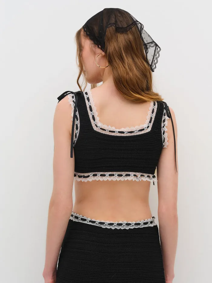 For Love and Lemons Mayfair Crochet Crop Top Women Tops