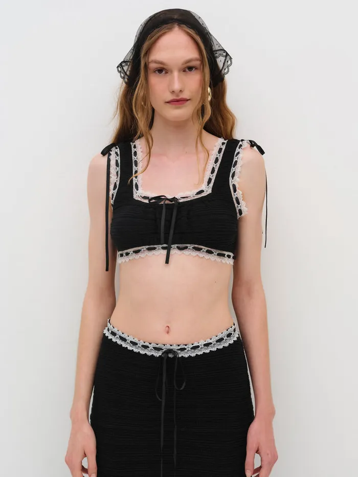 For Love and Lemons Mayfair Crochet Crop Top Women Tops