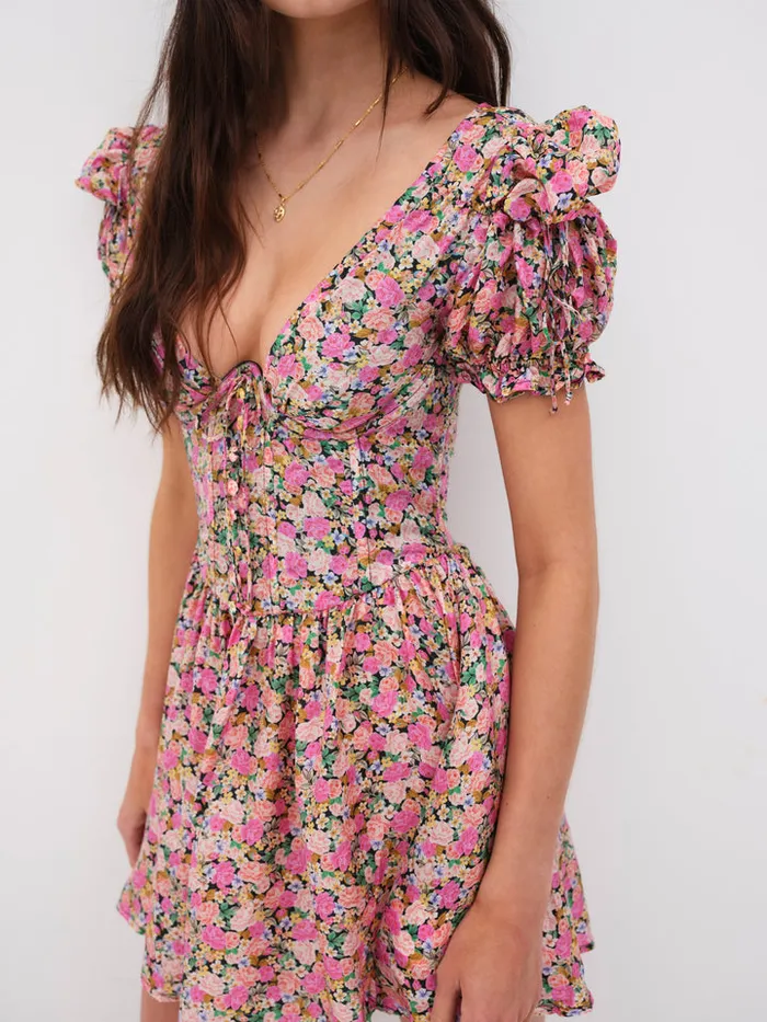 For Love and Lemons Paulina Puff Sleeve Mini Dress Women Dresses