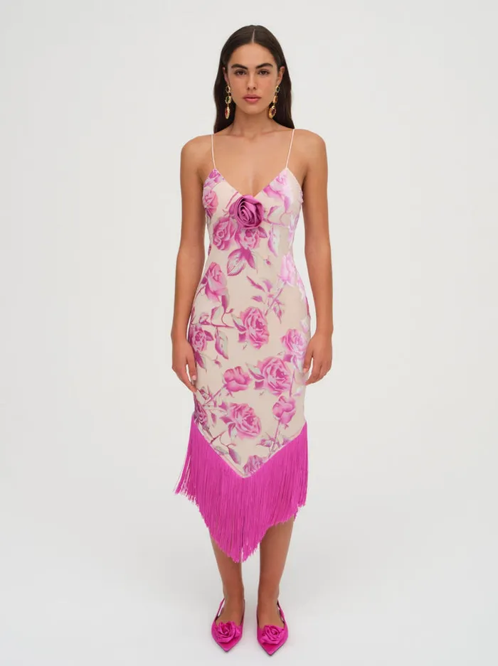 For Love and Lemons Rori Fringe Midi Dress Women Dresses