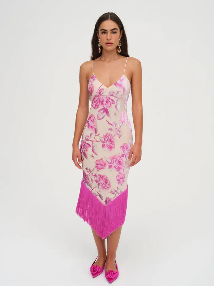 For Love and Lemons Rori Fringe Midi Dress Women Dresses