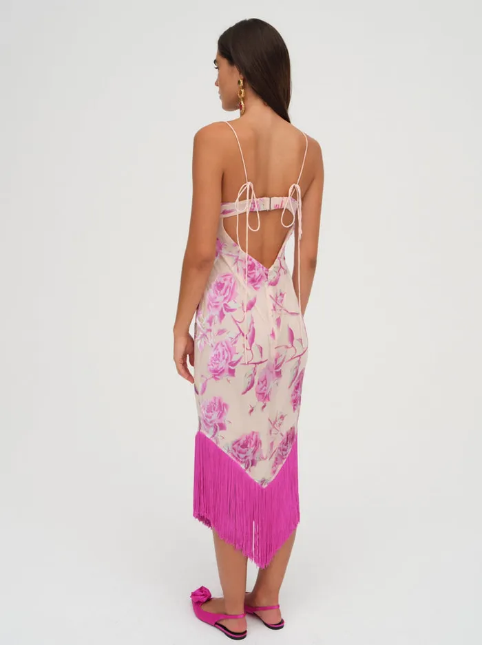 For Love and Lemons Rori Fringe Midi Dress Women Dresses