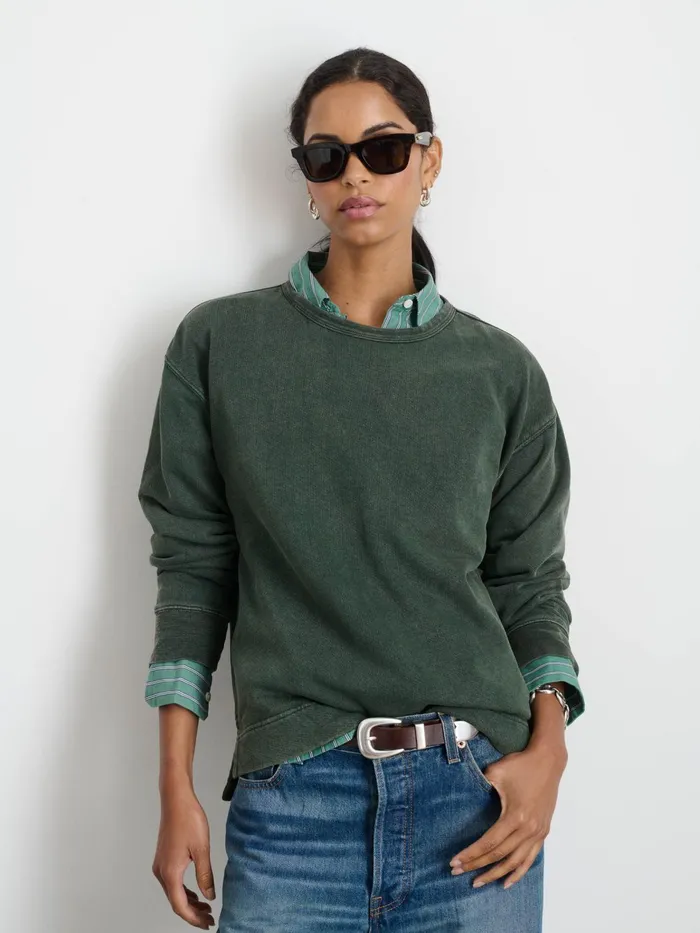 Frankie Sweatshirt In Vintage Wash Pine Grove Women Alex Mill Sweaters Frankie Sweatshirt In Vintage Wash Pine Grove Women Alex Mill Sweaters