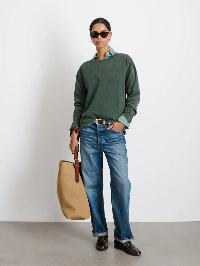 Frankie Sweatshirt In Vintage Wash Pine Grove Women Alex Mill Sweaters Frankie Sweatshirt In Vintage Wash Pine Grove Women Alex Mill Sweaters