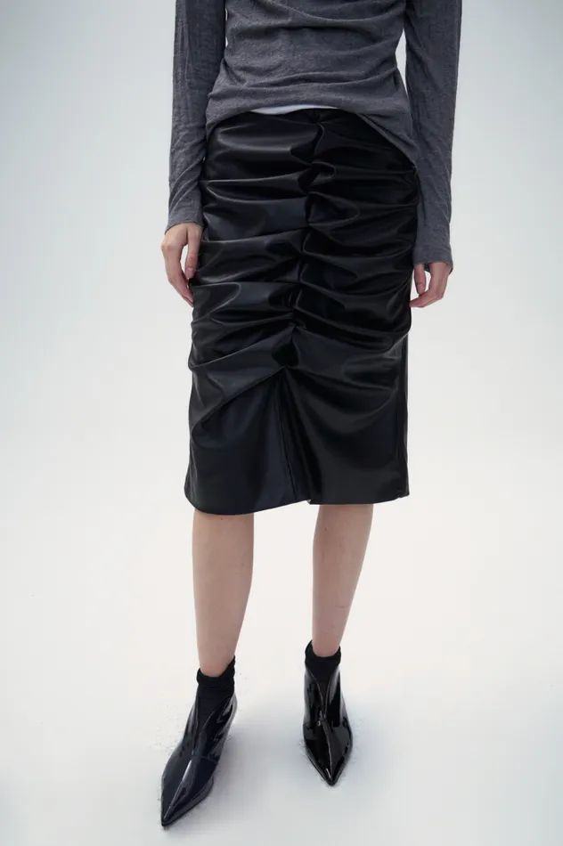 Front Row Shop Bottoms Women Alexa Sustainable Leather Skirt 8211 Black