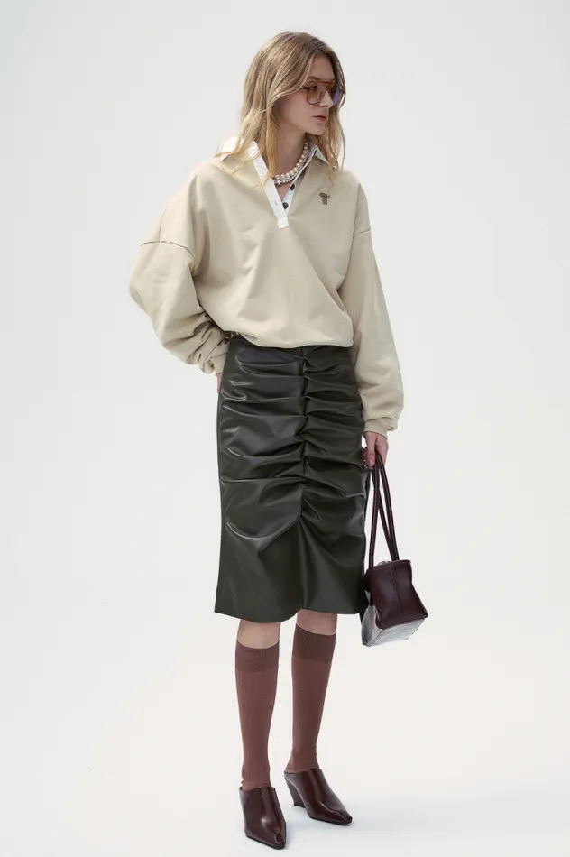 Front Row Shop Bottoms Women Alexa Sustainable Leather Skirt 8211 Black