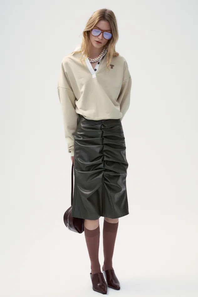 Front Row Shop Bottoms Women Alexa Sustainable Leather Skirt 8211 Black