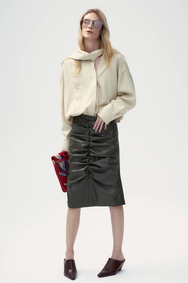 Front Row Shop Bottoms Women Alexa Sustainable Leather Skirt 8211 Black