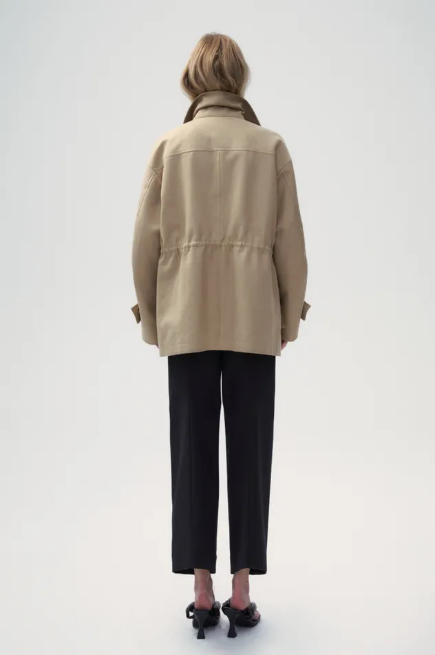 Front Row Shop Tops Women Safari Jacket With Flap Patch Pockets