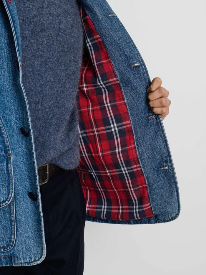 Frontier Jacket In Denim Men Alex Mill Jackets Coats