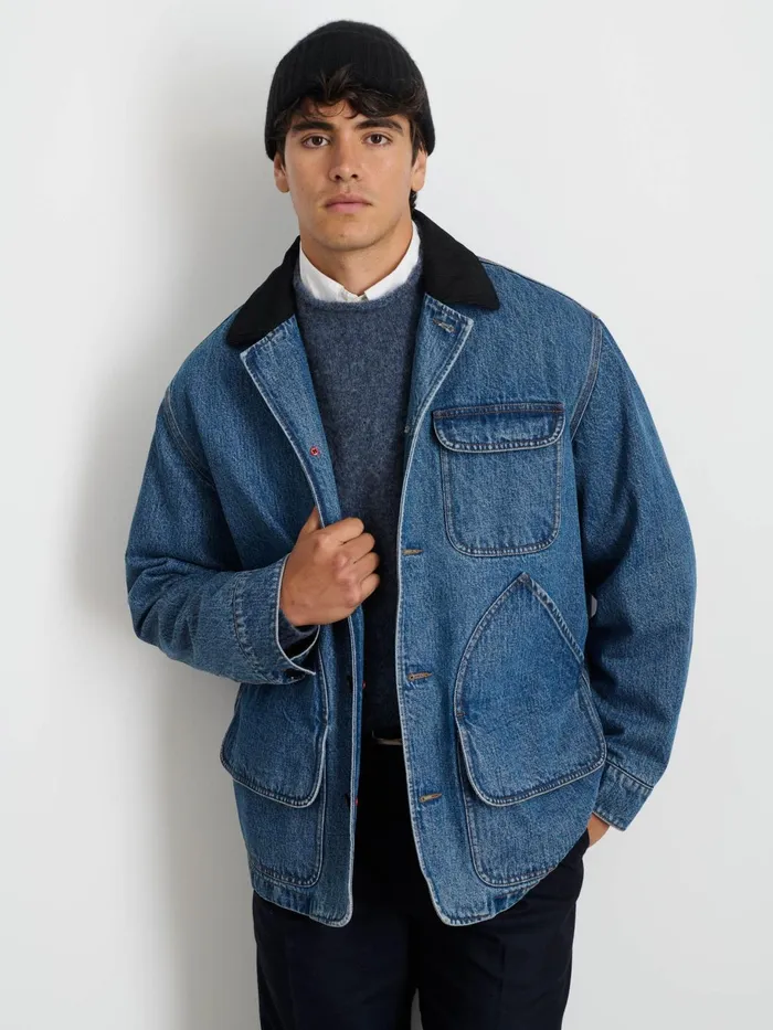 Frontier Jacket In Denim Men Alex Mill Jackets Coats