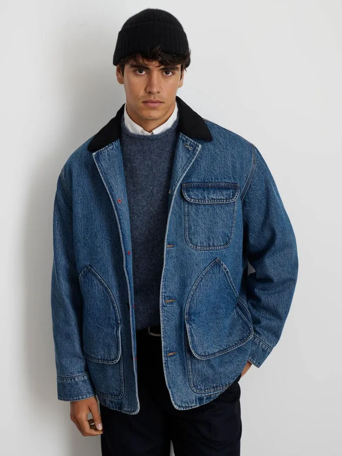 Frontier Jacket In Denim Men Alex Mill Jackets Coats