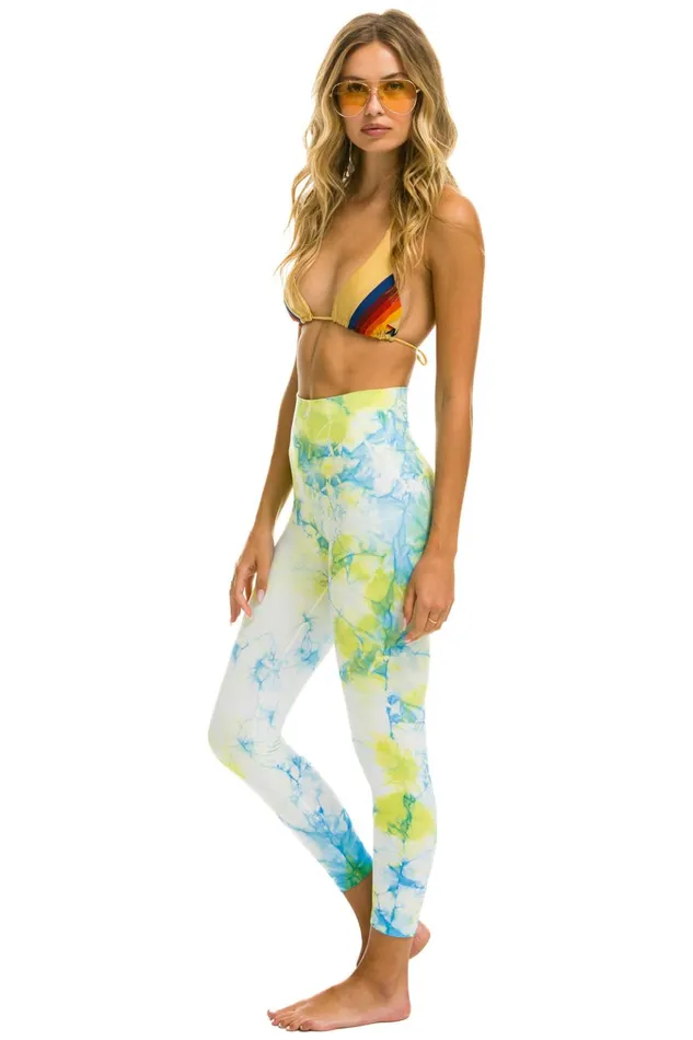 FULL LENGTH HIRISE TIE DYE LEGGINGS 8211 NEON YELLOW WomenMen Aviator Nation Activewear