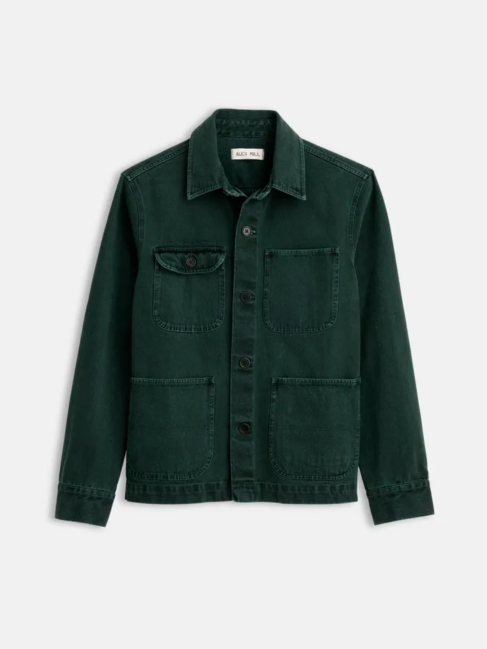 Garment Dyed Work Jacket In Recycled Denim Dark Spruce Men Alex Mill Jackets Coats