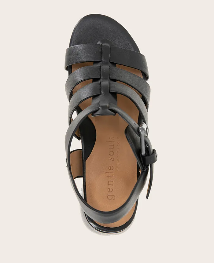 GENTLE SOULS 8211 Margarite Heel Sandal Black Leather Women Kenneth Cole Sandals and Wedges GENTLE SOULS 8211 Margarite Heel Sandal Black Leather Women Kenneth Cole Sandals and Wedges