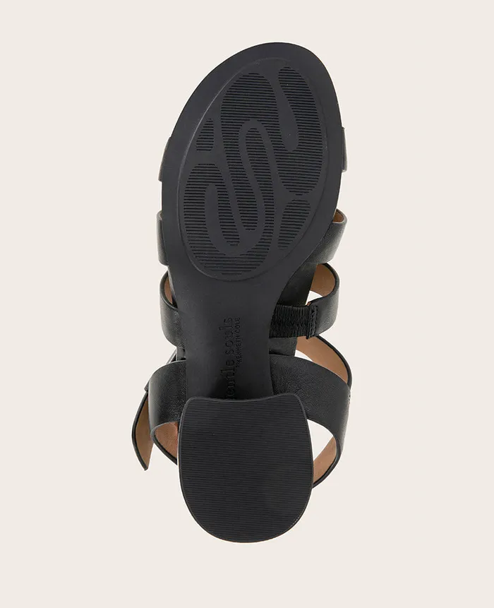 GENTLE SOULS 8211 Margarite Heel Sandal Black Leather Women Kenneth Cole Sandals and Wedges GENTLE SOULS 8211 Margarite Heel Sandal Black Leather Women Kenneth Cole Sandals and Wedges