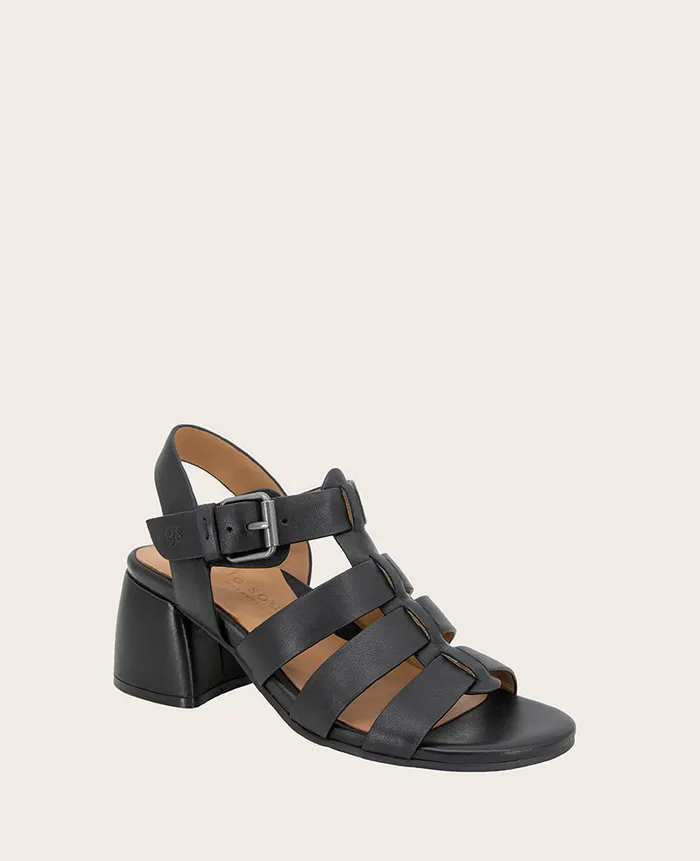 GENTLE SOULS 8211 Margarite Heel Sandal Black Leather Women Kenneth Cole Sandals and Wedges GENTLE SOULS 8211 Margarite Heel Sandal Black Leather Women Kenneth Cole Sandals and Wedges