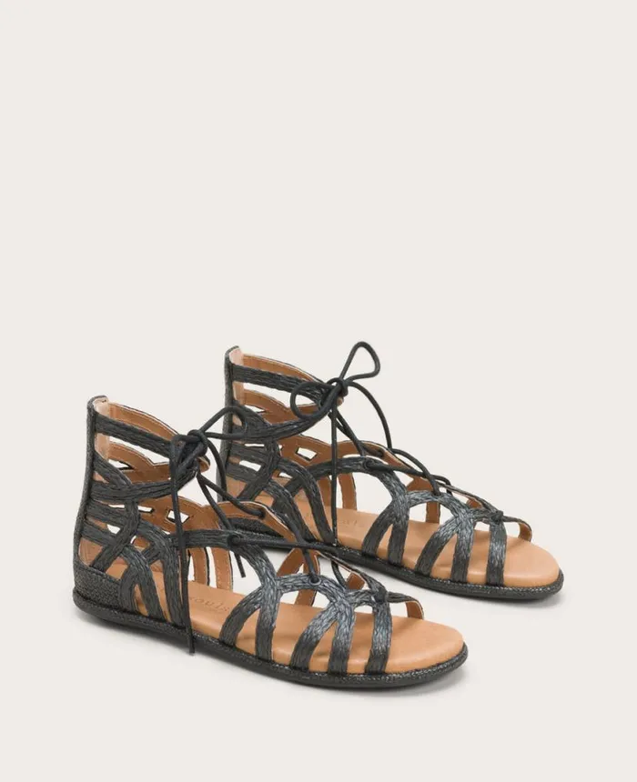 GENTLE SOULS Break My Heart Gladiator Sandal Black Raffia Women Kenneth Cole Sandals and Wedges GENTLE SOULS Break My Heart Gladiator Sandal Black Raffia Women Kenneth Cole Sandals and Wedges