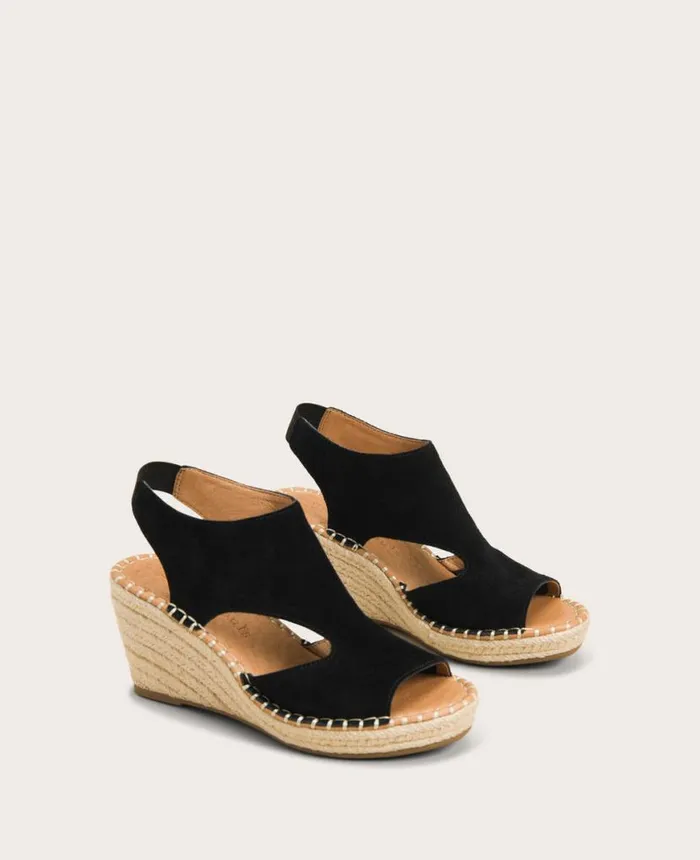 GENTLE SOULS Cody Suede Esparille Wedge Black Women Kenneth Cole Sandals and Wedges GENTLE SOULS Cody Suede Esparille Wedge Black Women Kenneth Cole Sandals and Wedges