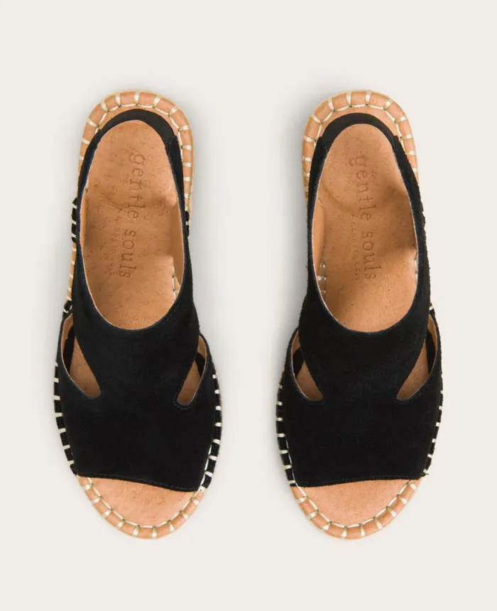 GENTLE SOULS Cody Suede Esparille Wedge Black Women Kenneth Cole Sandals and Wedges GENTLE SOULS Cody Suede Esparille Wedge Black Women Kenneth Cole Sandals and Wedges