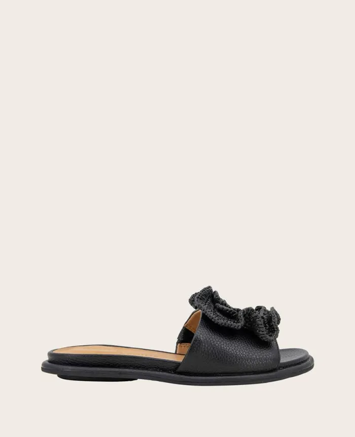 GENTLE SOULS Lucy Sandal Black Leather Women Kenneth Cole Sandals and Wedges