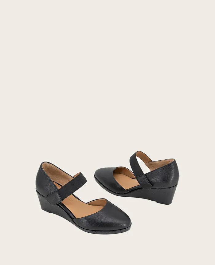 GENTLE SOULS Oriana Leather Wedge Black Leather Women Kenneth Cole Sandals and Wedges GENTLE SOULS Oriana Leather Wedge Black Leather Women Kenneth Cole Sandals and Wedges