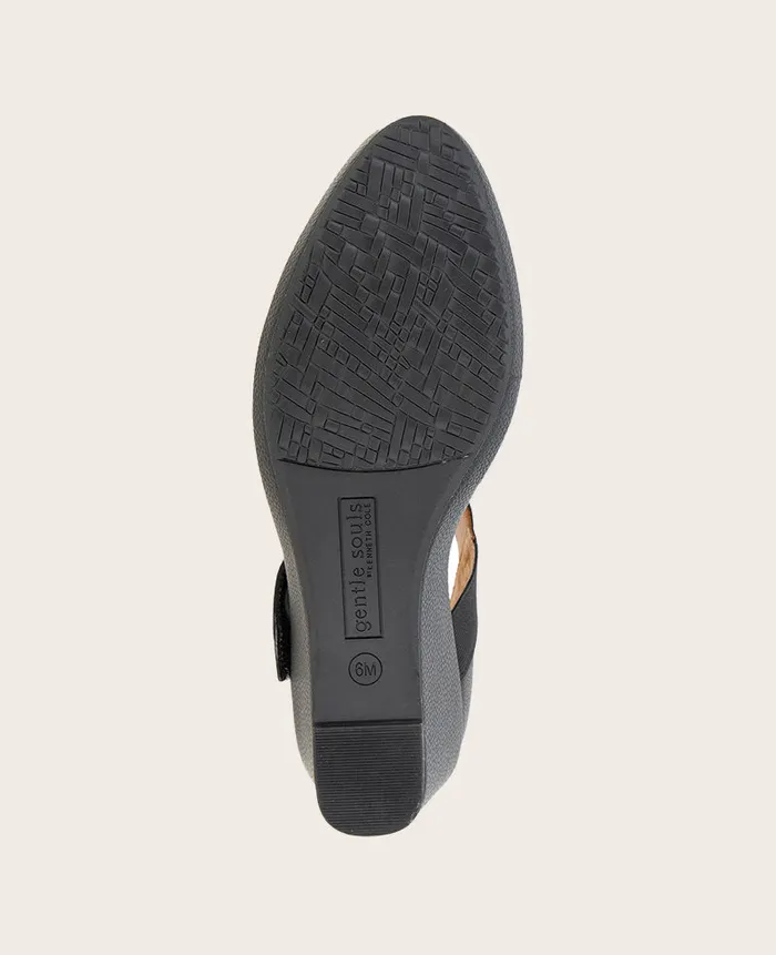 GENTLE SOULS Oriana Leather Wedge Black Leather Women Kenneth Cole Sandals and Wedges GENTLE SOULS Oriana Leather Wedge Black Leather Women Kenneth Cole Sandals and Wedges