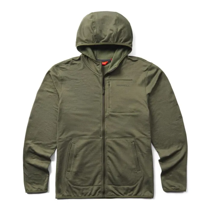 Geotex Full Zip Hoodie Dusty Olive Heather Men Merrell Tops