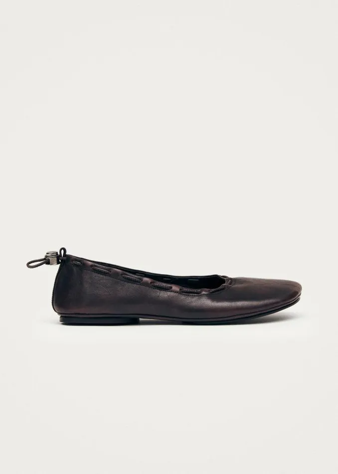Gill Brushed Burgundy Leather Ballet Flats Women ALOHAS Ballet Flats