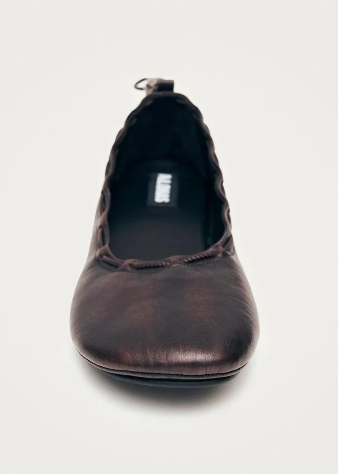 Gill Brushed Burgundy Leather Ballet Flats Women ALOHAS Ballet Flats