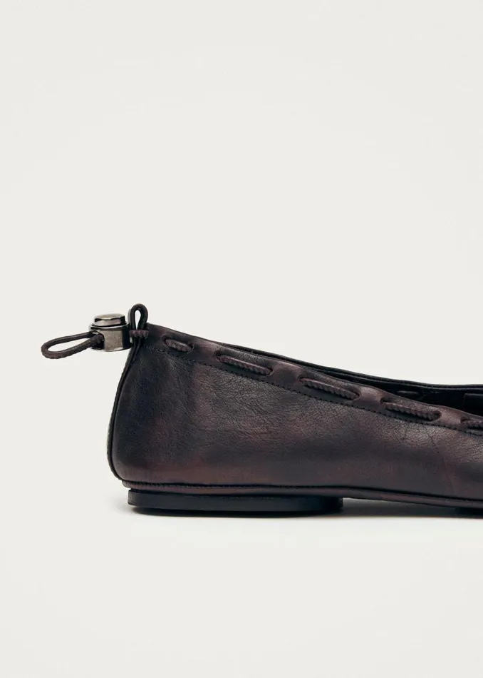 Gill Brushed Burgundy Leather Ballet Flats Women ALOHAS Ballet Flats