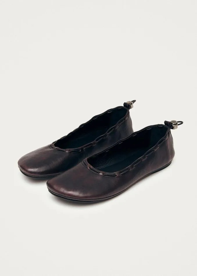 Gill Brushed Burgundy Leather Ballet Flats Women ALOHAS Ballet Flats