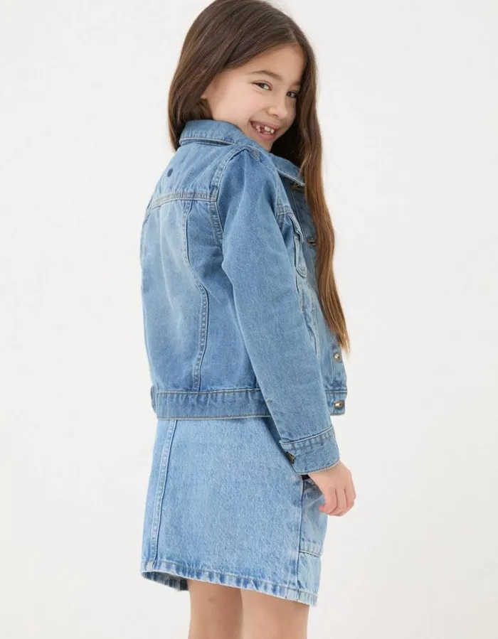 Girls Coats and Jackets FatFace Plain Denim Jacket Denim Blue